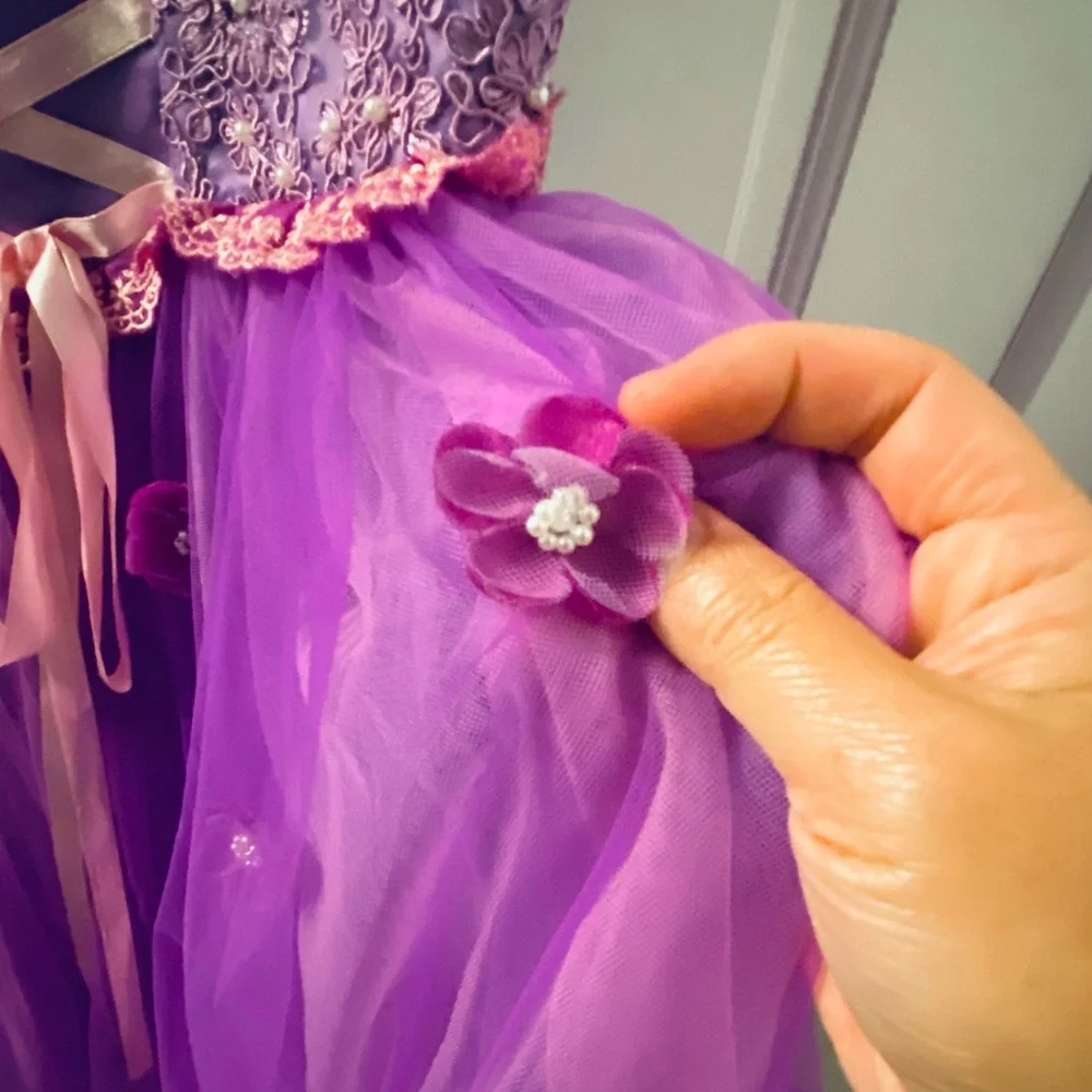 Disney Girls Purple Rapunzel Princess Dress Halloween Costume - Picture 5 of 9